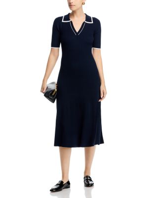Short Sleeve Polo Collar Midi Dress