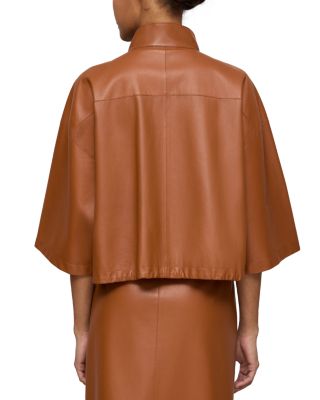 Leather Short Sleeve Oversized Shirt Jacket