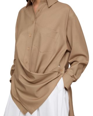 Long Sleeve Convertible Oversized Blouse