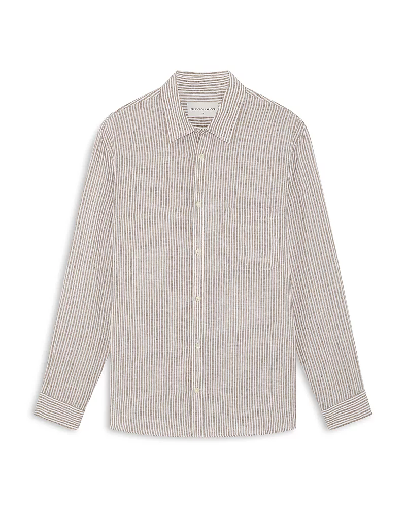 Frescobol Carioca Telles Linen Long Sleeves Striped Shirt