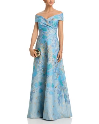 Off-the-Shoulder Portrait Side Drape A Line Skirt Gown