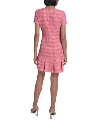 Short Sleeve Boucle Tweed A Line Dress