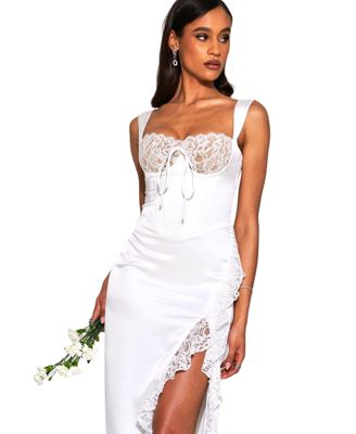  Freddie Lace Satin Maxi Corset Dress