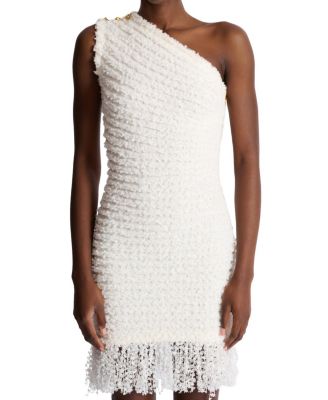 Dotted Tweed One-Shoulder Dress