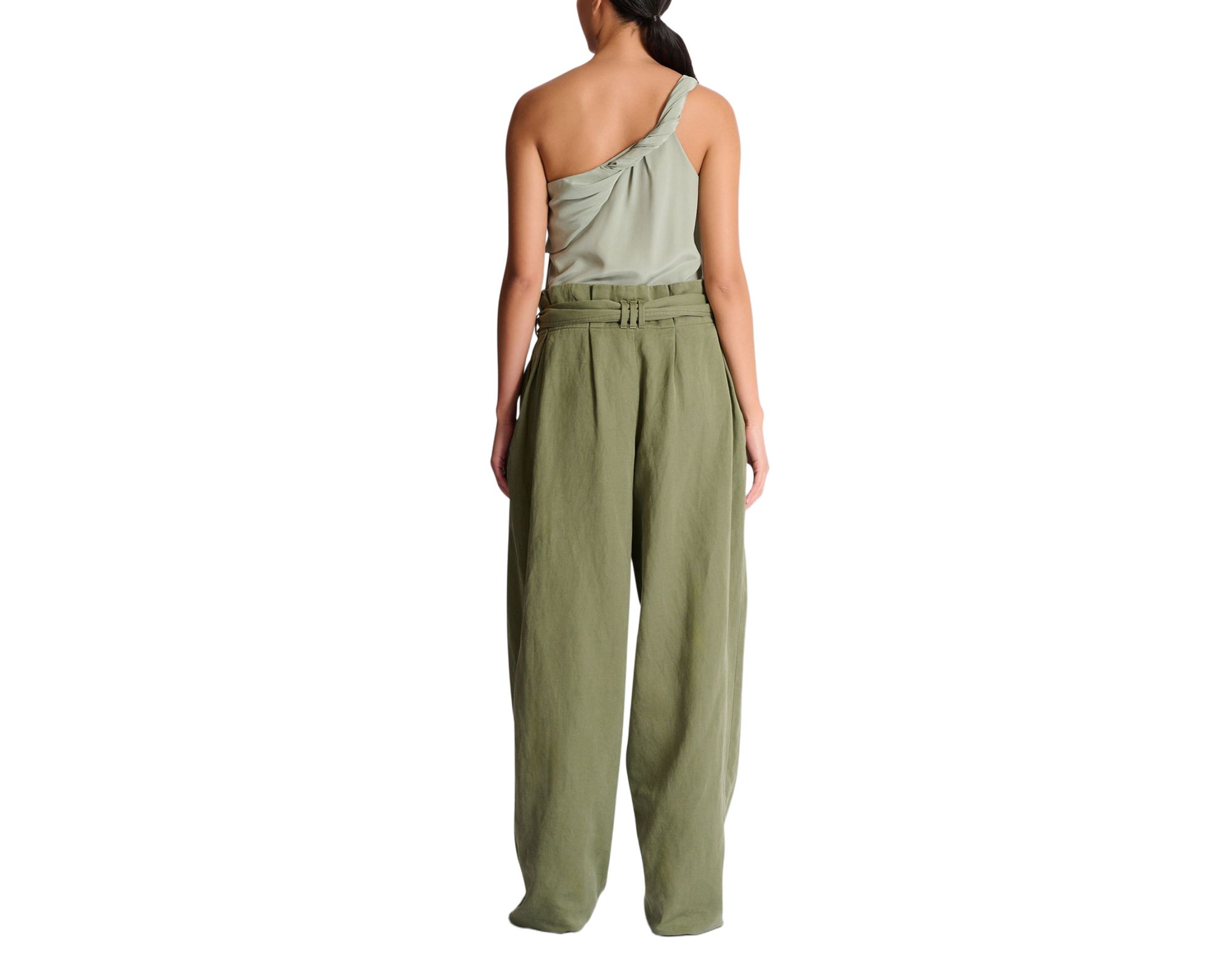 Twill High-Waisted Trousers — Image 3