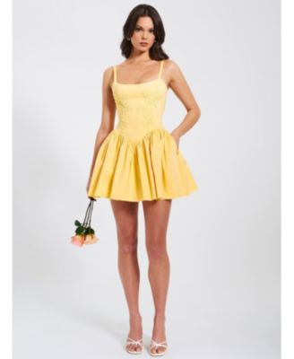  Kadi Cotton Fit and Flare Drop Waist Corset Mini Dress