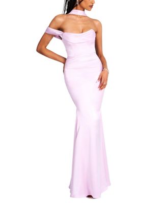 Ivona Corset Halter Neck Satin Gown
