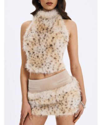  Sariah Suede Cheetah Low-Waisted Micro Skirt