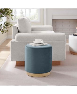 Tilden 16" Round Performance Velvet Upholstered Ottoman