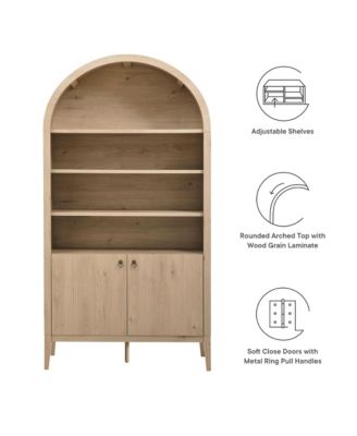 Nolan 74" Tall Wide Arched Storage Display Cabinet Bookshelf
