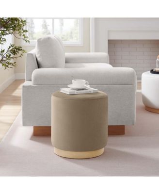 Tilden 16" Round Performance Velvet Upholstered Ottoman