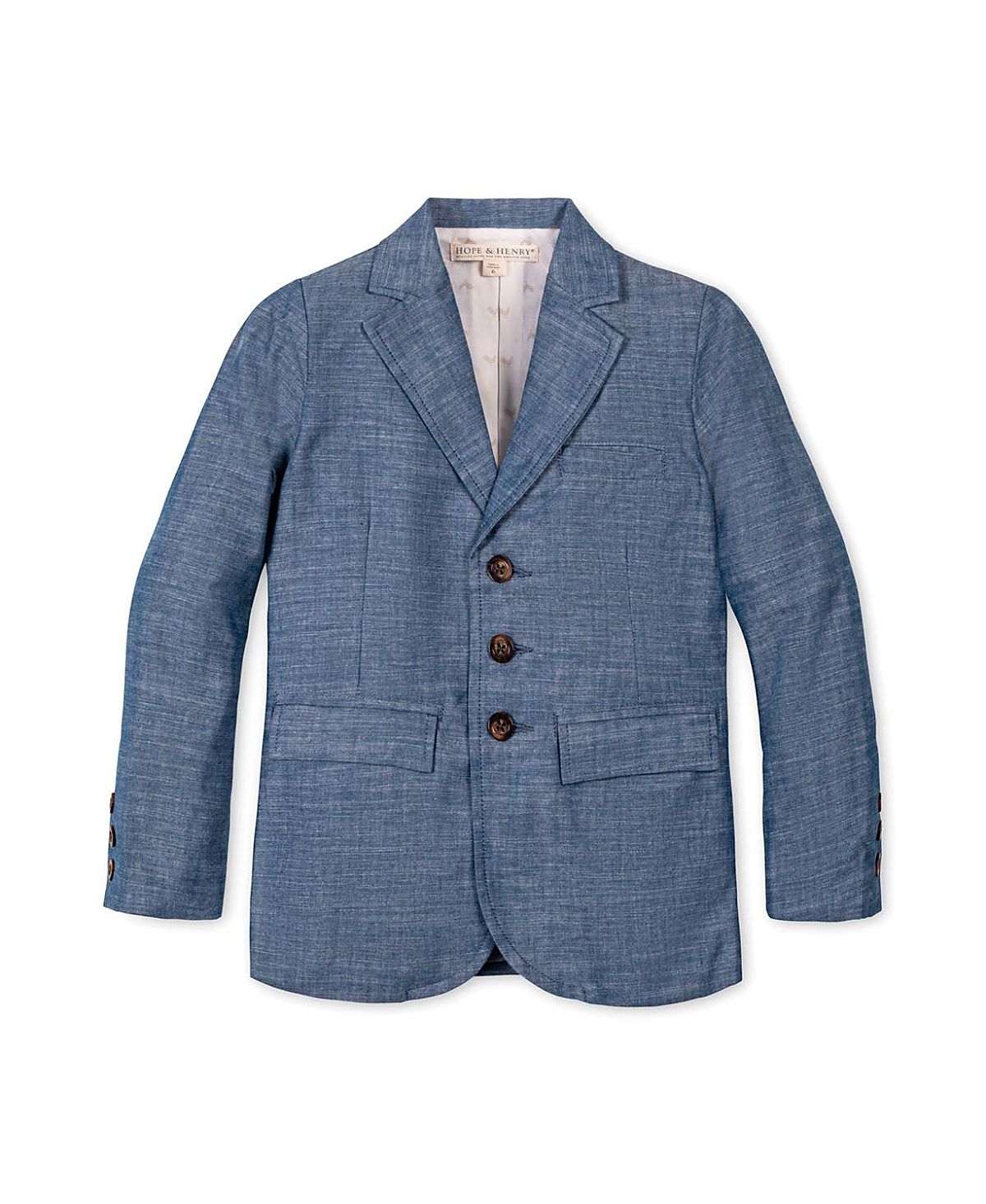 Hope & Henry Boys' Classic Organic Chambray Suit Jacket - Little Kid, Big Kid