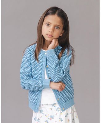 Girls' Organic Tweed Stitch Bow Cardigan - Little Kid, Big Kid