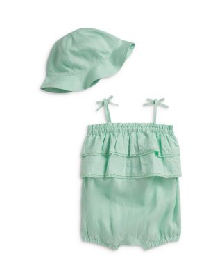 Girls' Embroidered Linen Shortall & Bucket Hat Set - Baby