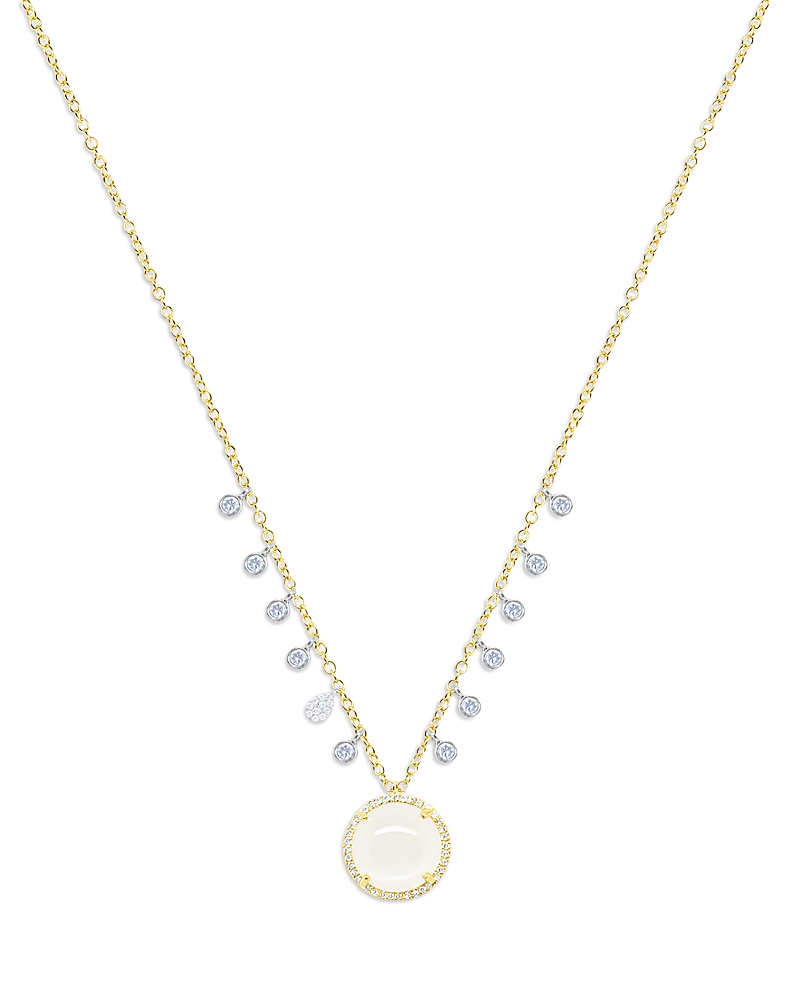 Meira T 14K White & Yellow Gold Rainbow Moonstone & Diamond Dangle Pendant Necklace, 16