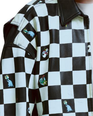 Oversized Paneled Leather Jacket