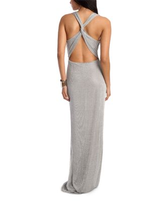 Knit Gathered Cowl Neck Dress