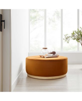 Tilden Large 38" Round Performance Velvet Upholstered Ottoman