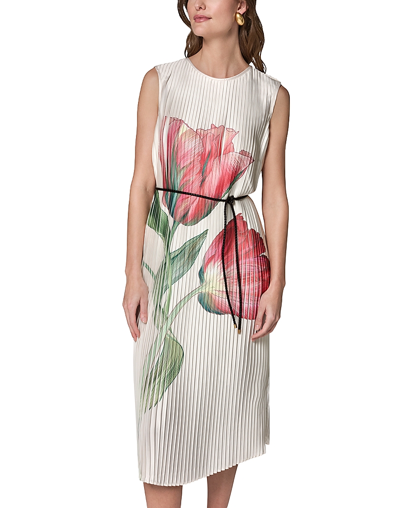 Donna Karan Pleated Floral Dress