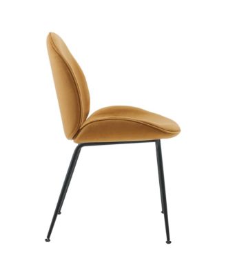 Scoop Black Powder Coated Steel Leg Performance Velvet Dining Chairs, Set of 2