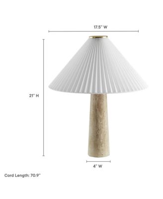 Cove Travertine Table Lamp With Pleated Shade