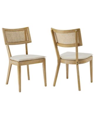 Caledonia Fabric Upholstered Wood Dining Chair, Set of 2