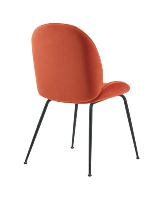 Scoop Black Powder Coated Steel Leg Performance Velvet Dining Chairs, Set of 2