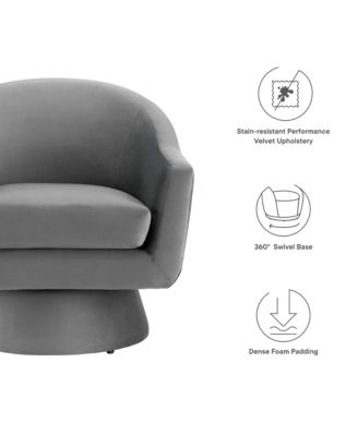 Astral Performance Velvet Fabric and Wood Swivel Chair