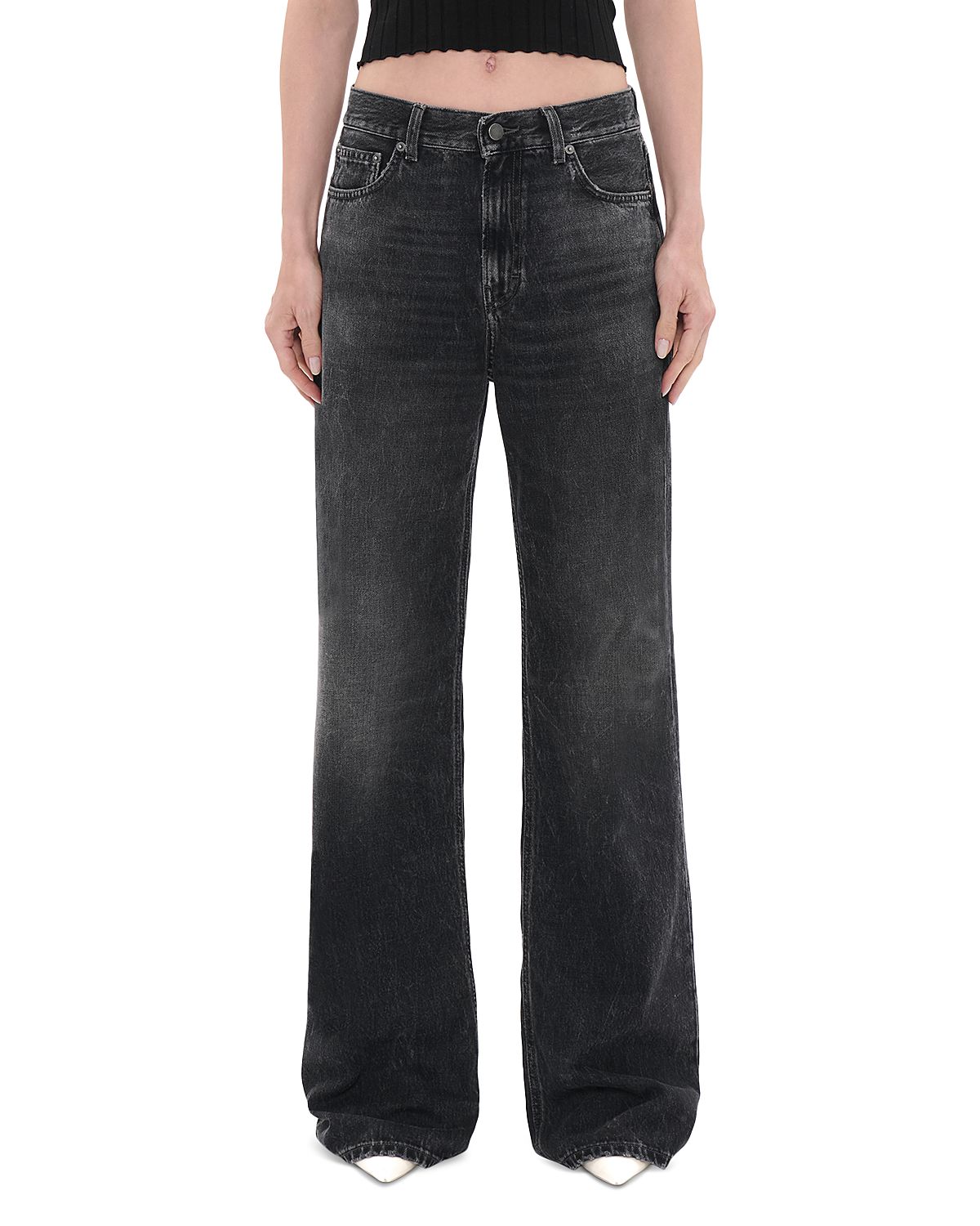 Haikure Korea Mid Rise Wide Leg Jeans n