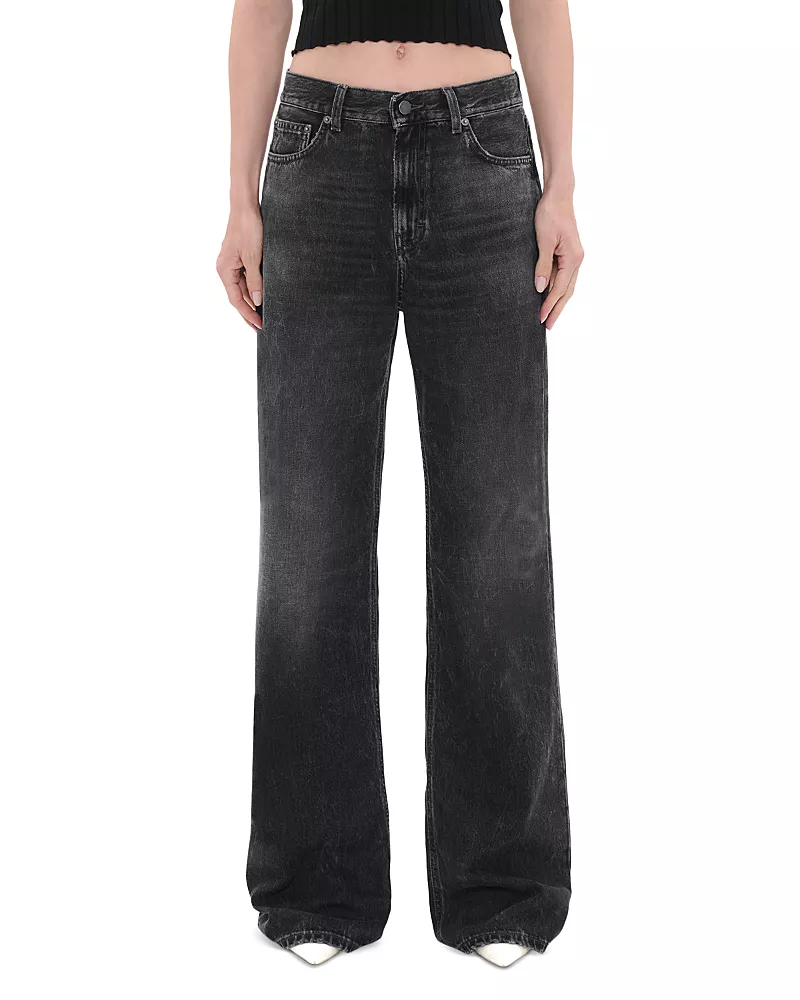Haikure Korea Mid Rise Wide Leg Jeans n Authentic Black