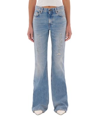 Flora Broken Mid Rise Flare Leg Jeans in Celestial