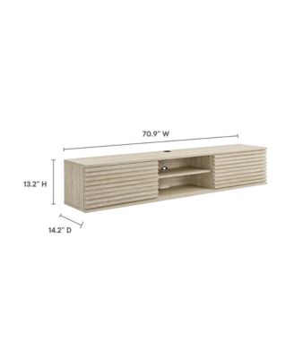 Render 70" Faux Travertine Wall-Mount Media Console TV Stand