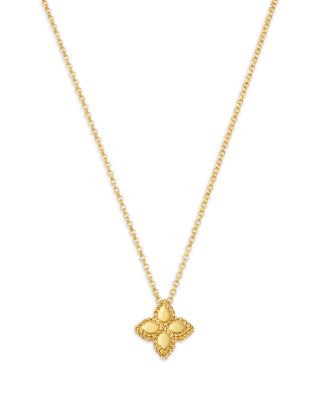 18K Yellow Gold Princess Flower Pendant Necklace, 16-18"