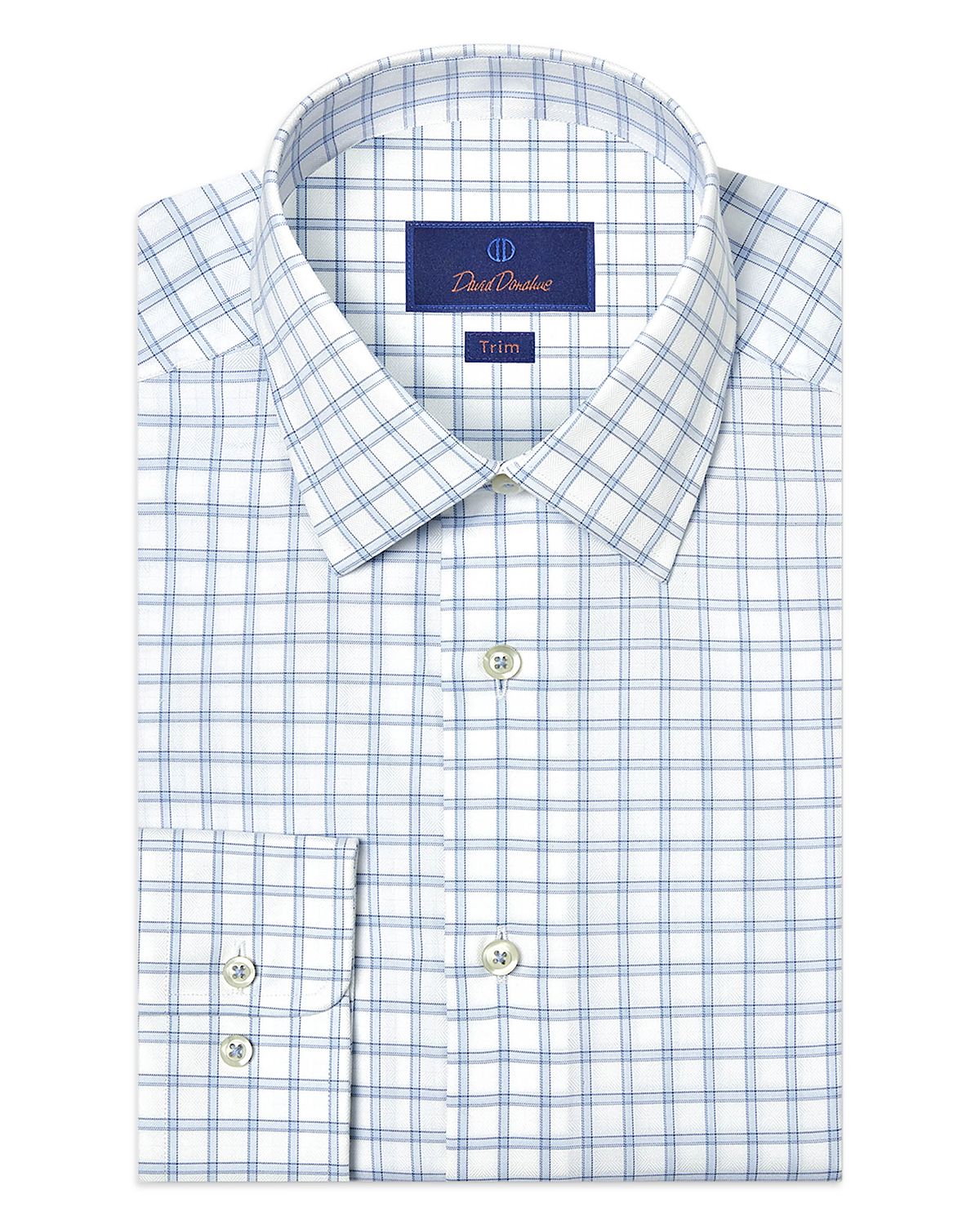 David Donahue Trim Fit Dobby Check Dress Shirt