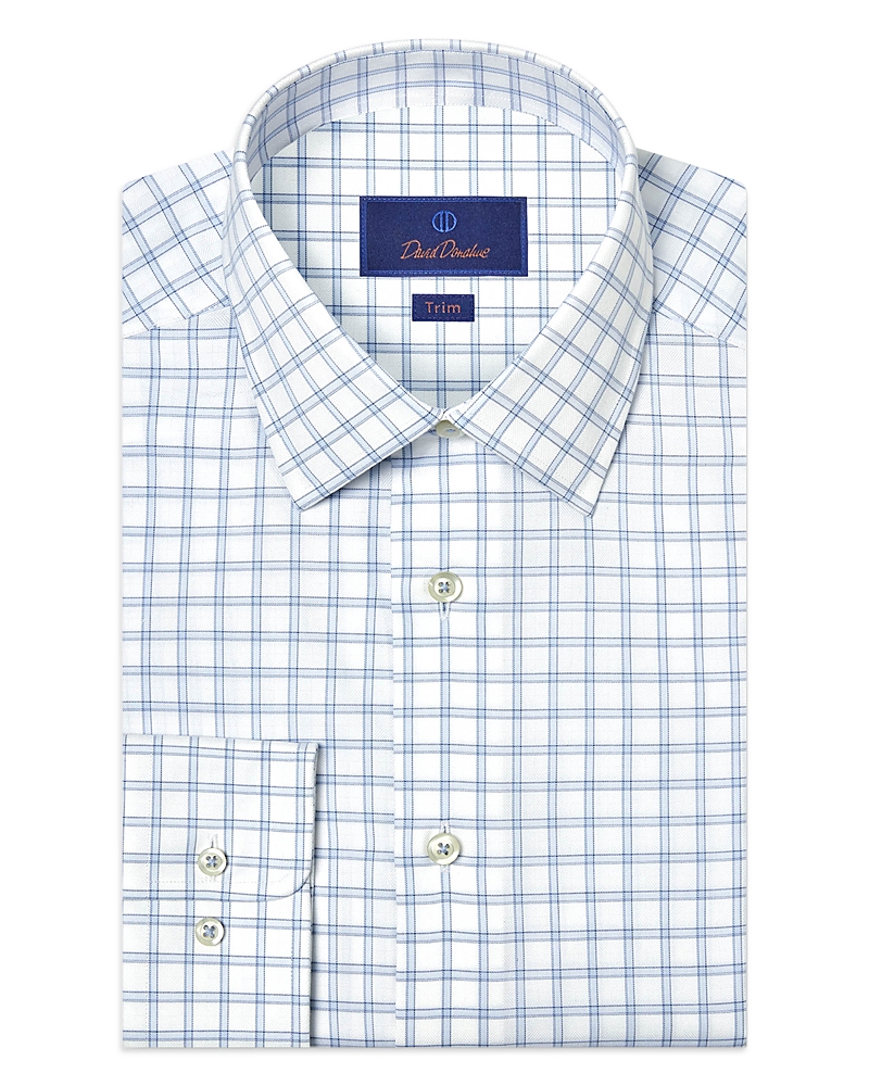 David Donahue Trim Fit Dobby Check Dress Shirt