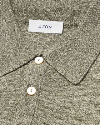 Linen Blend Knit Polo Shirt