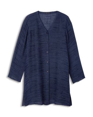 Linen Gauze Strata V Neck Long Top 