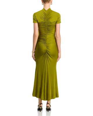 Gracelyn Mock Neck Short Sleeve Ruched Midi Dress