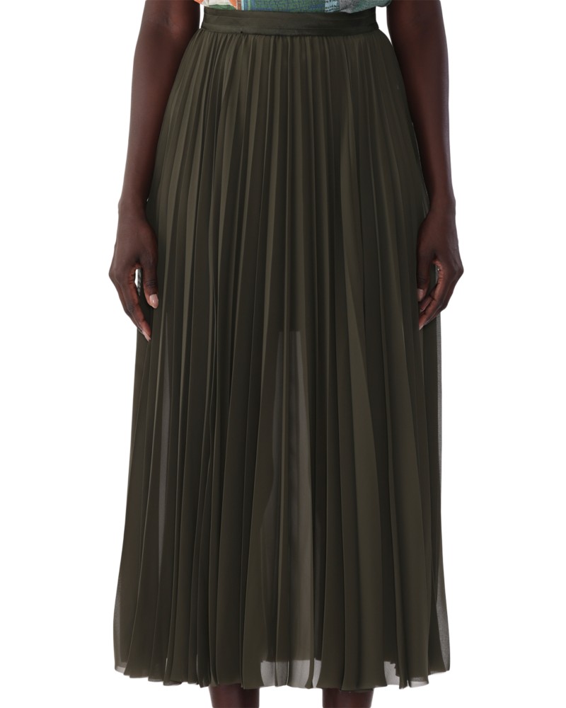 Jason Wu Collection Chiffon Pleated Skirt in Hunter Green