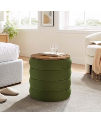 Mezzo Round Performance Velvet Storage Ottoman