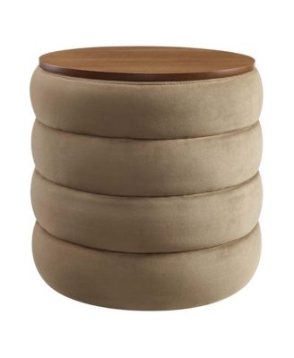 Mezzo Round Performance Velvet Storage Ottoman
