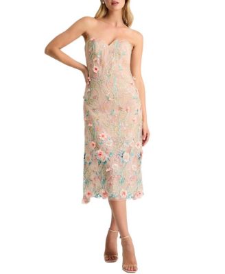  Francine Sweetheart Strapless Floral Midi Dress