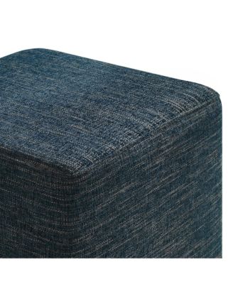 Callum 17" Square Woven Heathered Fabric Upholstered Ottoman