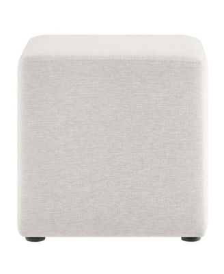  Callum 17" Square Woven Heathered Fabric Upholstered Ottoman