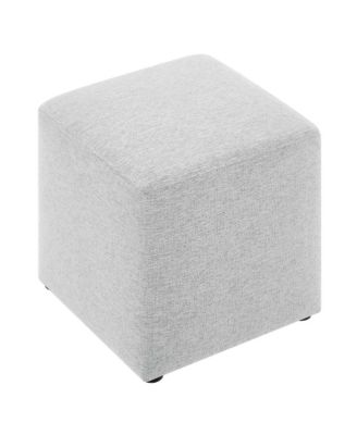  Callum 17" Square Woven Heathered Fabric Upholstered Ottoman