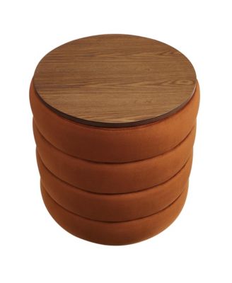 Mezzo Round Performance Velvet Storage Ottoman