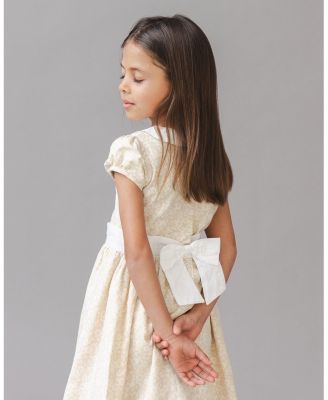  Girls' Short Sleeve Linen Dress with Peter Pan Collar - Little Kid, Big Kid