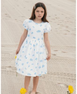 Girls' Organic Puff Sleeve Sateen Party Dress - Little Kid, Big Kid