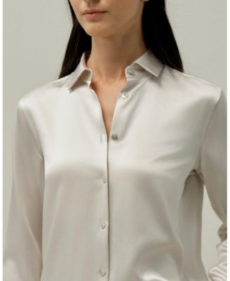  Spread Collar Silk Shirt