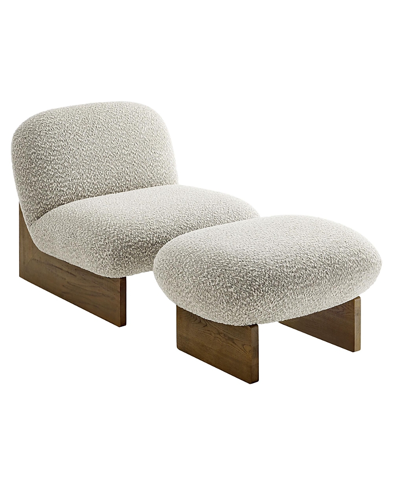 Modway Loyal Boucle Fabric Accent Chair and Ottoman, Set of 2
